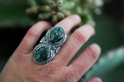 Snowville Variscite Feather Ring Size 5.75