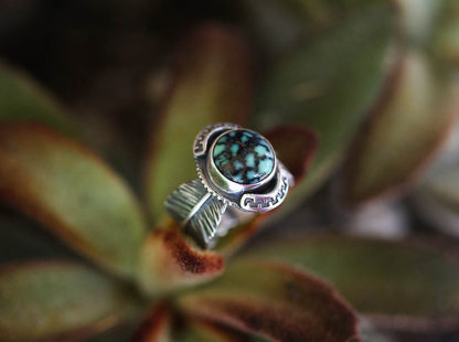 Snowville Variscite Feather Ring Size 5.25