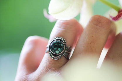 Snowville Variscite Feather Ring Size 5.25